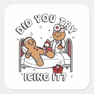 Sticker Carré Avez-vous essayé de le glacer Biscuit de Noël en s
