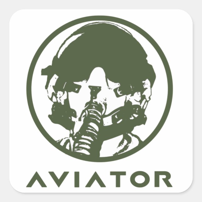 Sticker Carré Aviateur pilote Helmet (Devant)