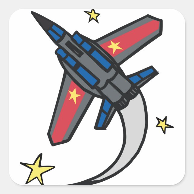 Sticker Carré Avion à réaction volant (Devant)