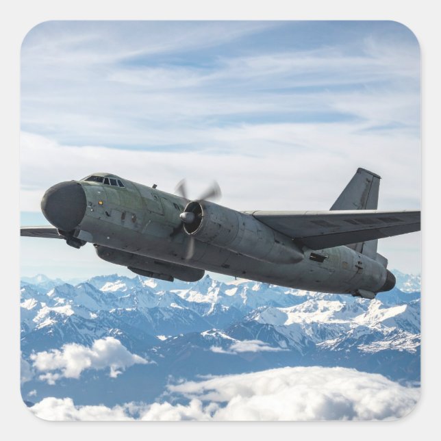 Sticker Carré Avion dans le ciel (Devant)