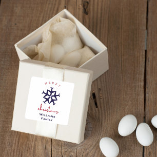 Sticker Carré Avion de Noël Snowflake Minimaliste Aviation