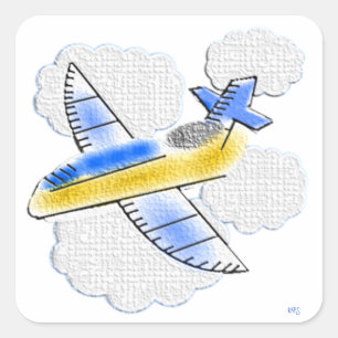 Sticker Carré Avion texturé dans le ciel