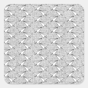 Sticker Carré Avions en papier motif vintage.