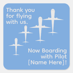 Sticker Carré Avions Personnalisés en Vol sur Ciel Bleu