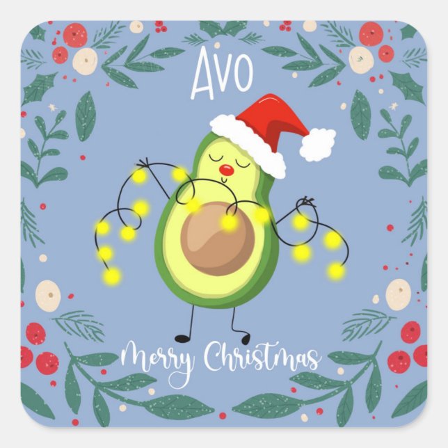 Sticker Carré Avo joyeux noël avocat carte de notes (Devant)