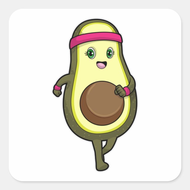Sticker Carré Avocado à Jogging avec Headband (Devant)