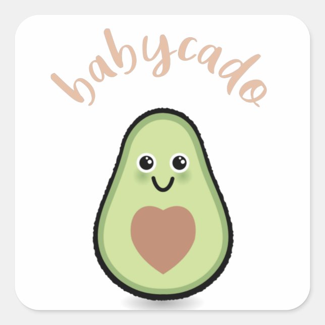 Sticker Carré Avocado avec coeur baby-cado pour un bébé (Devant)