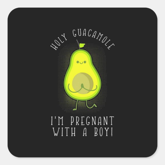 Sticker Carré Avocado Je Suis Enceinte Avec Un Garçon (Devant)