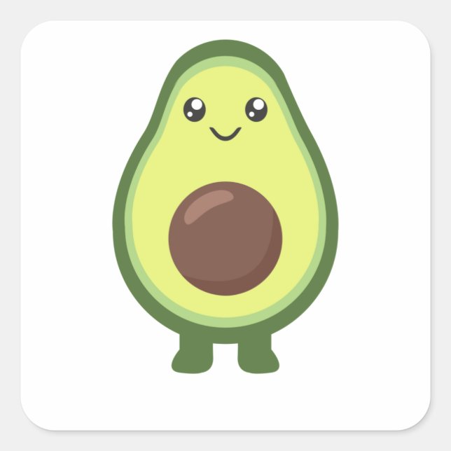 Sticker Carré Avocado Kawaii Mange Des Avocados Sucrés (Devant)