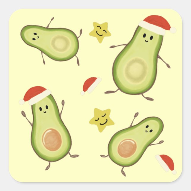 Sticker Carré Avocados & Noël (Devant)