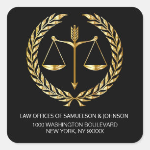 Sticker Carré Avocat Justice Black Gold Adresse de retour