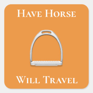 Sticker Carré "Avoir Cheval Voyage" Fer d'Eau Orange