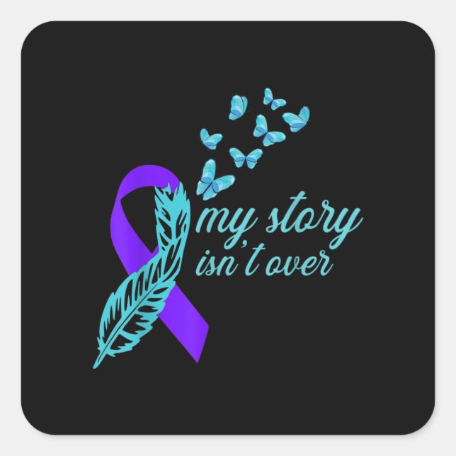 Sticker Carré Awareness ribbon - butterflys - suicide prevention (Devant)