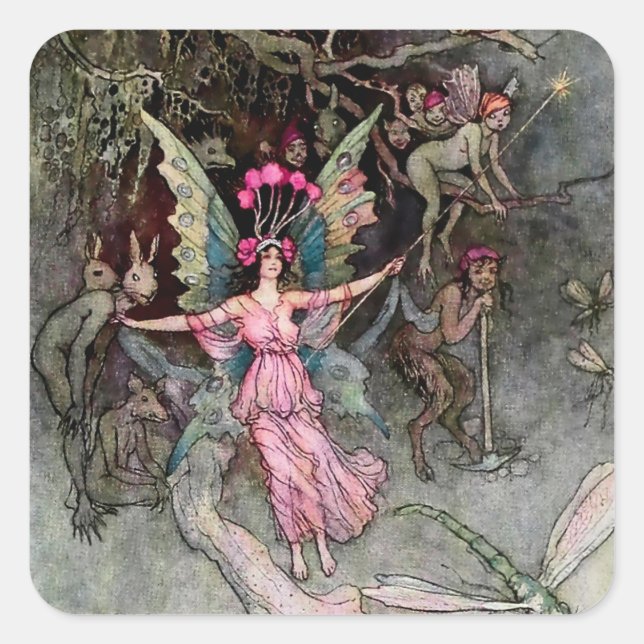 Sticker Carré “Away Down Under” by Warwick Goble (Devant)
