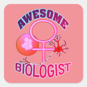 Sticker Carré Awesome Biologiste Féminine