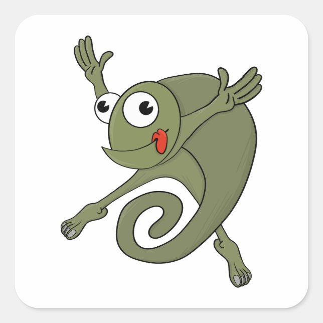 Sticker Carré Awesome Chameleon (Devant)