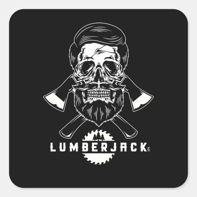 Sticker Carré Awesome Distressed Lumberjack Graphic Ax Trees (Devant)