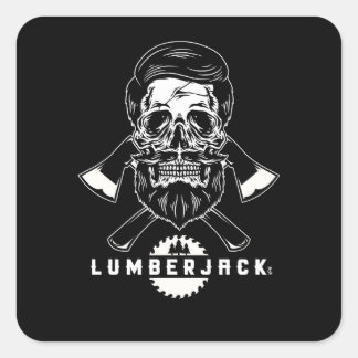 Sticker Carré Awesome Distressed Lumberjack Graphic Ax Trees