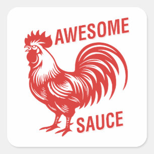 Sticker Carré Awesome Rooster de sauce drôle