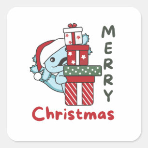 Sticker Carré Axolotl Christmas Poison Winter Animals Axolotl