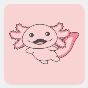 Sticker Carré Axolotl Différents Types D'Axolotls Mignons Animau