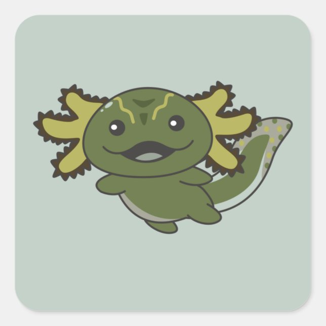 Sticker Carré Axolotl Différents Types D'Axolotls Mignons Animau (Devant)