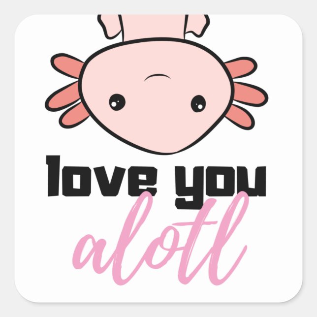 Sticker Carré Axolotl, doux et amusant (Devant)