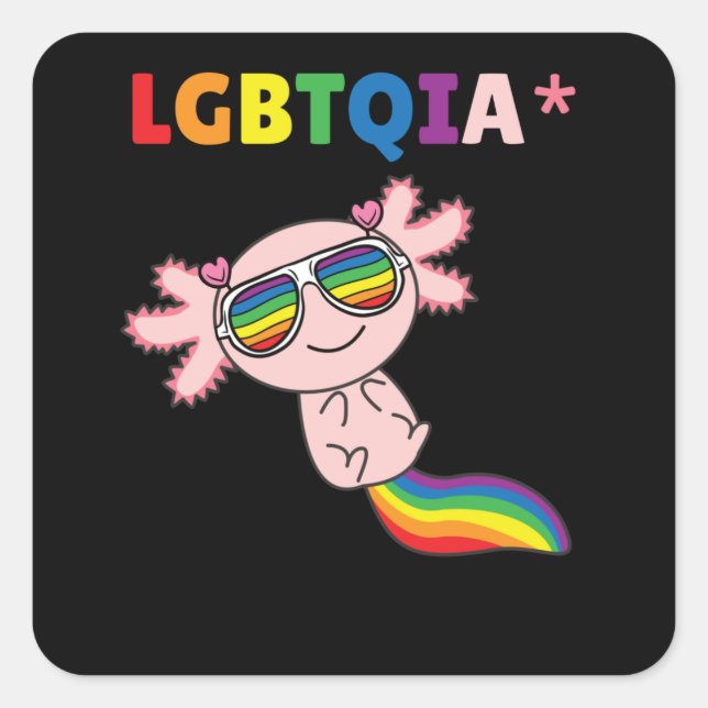 Sticker Carré Axolotl - Drapeau arc-en-ciel LGBT Pride (Devant)