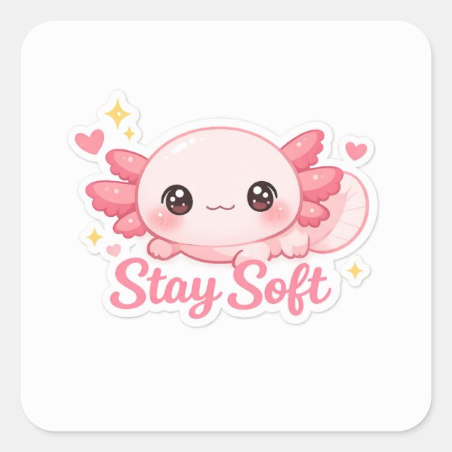 Sticker Carré Axolotl esthétique mignon (Devant)