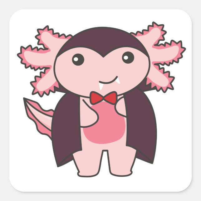Sticker Carré Axolotl Halloween Cute Devil Vampire Costume Squai (Devant)