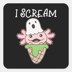 Sticker Carré Axolotl Halloween Ghost I hurle Ice Pun