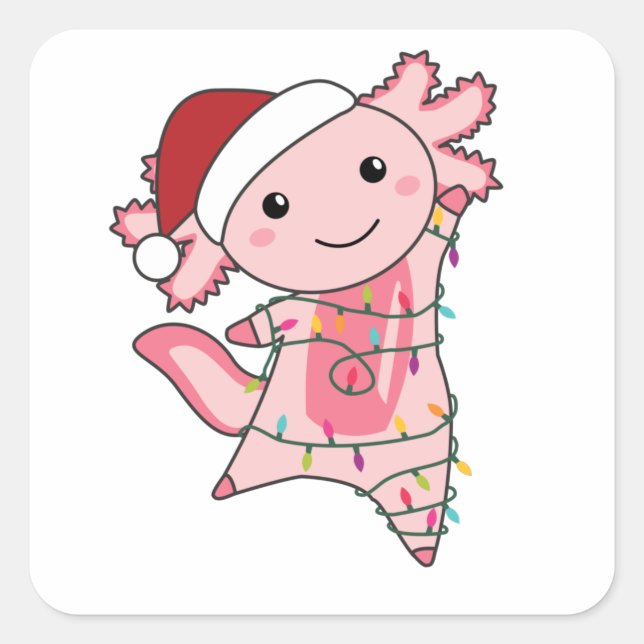 Sticker Carré Axolotl Joyeux Noël Animaux d'hiver Axolotls (Devant)