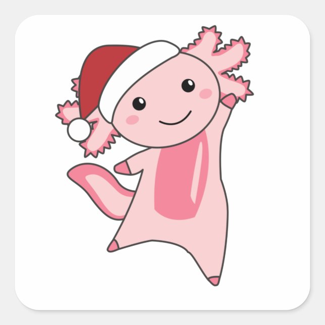 Sticker Carré Axolotl Joyeux Noël Animaux d'hiver Axolotls (Devant)
