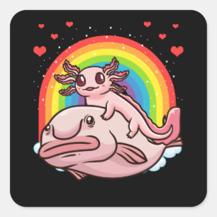 Sticker Carré Axolotl Kawaii Blobfish