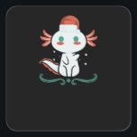 Sticker Carré Axolotl Kawaii Christmas<br><div class="desc">Axolotl Kawaii Christmas</div>