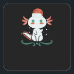 Sticker Carré Axolotl Kawaii Christmas<br><div class="desc">Axolotl Kawaii Christmas</div>