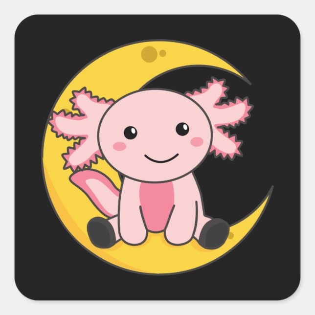 Sticker Carré Axoltolt Noir Sur La Lune Belle Stick Carré De Nui (Devant)