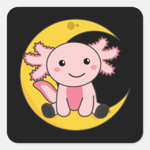 Sticker Carré Axoltolt Noir Sur La Lune Belle Stick Carré De Nui