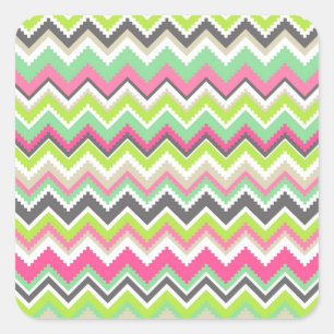 Sticker Carré Aztec Andes Tribal Mountains Chevron Zig Zags