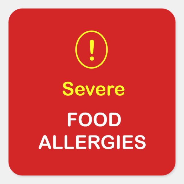 Sticker Carré b1 - Allergies alimentaires sévères. (Devant)