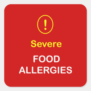 Sticker Carré b1 - Allergies alimentaires sévères.