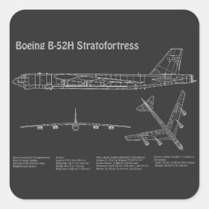 Sticker Carré B-52 Stratoforteresse - Plan directeur de l'avion 
