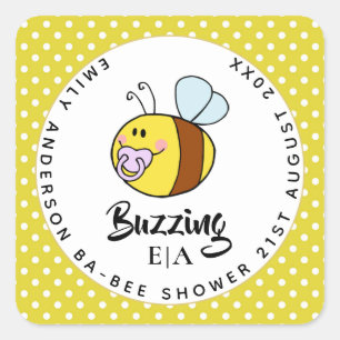 Sticker Carré Ba-BEE Baby shower mignon Merci Favoriser