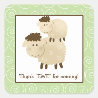 Sticker Carré Baa Baa Mouton Lamb Carré Enveloppe Phoques 20