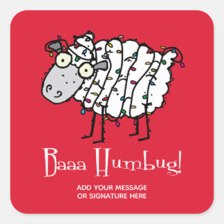 Sticker Carré Baaa Bah Humbug Sheep Noël personnalisé