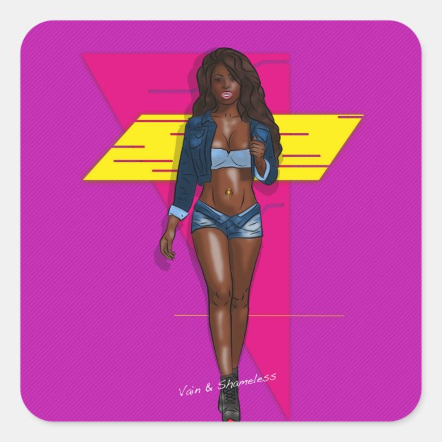 Sticker Carré Babe au jean bleu (Devant)