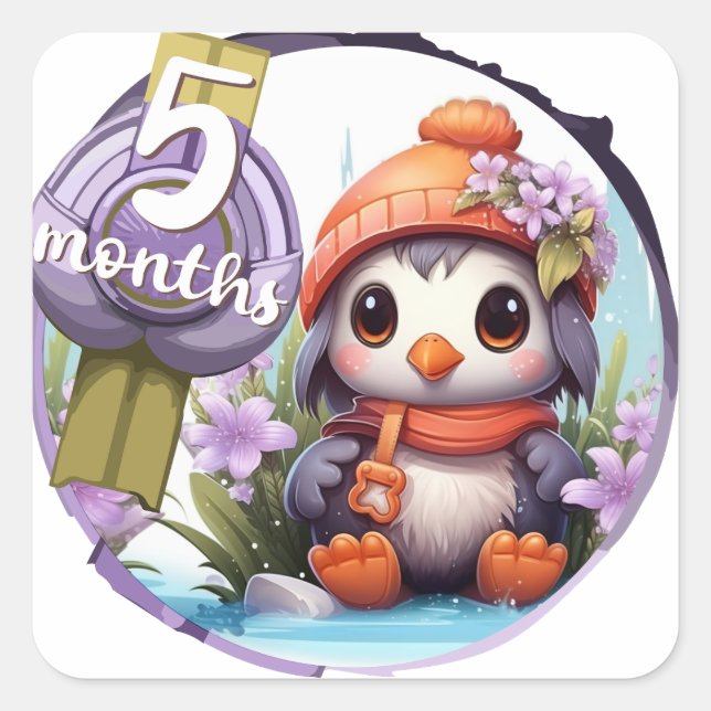 Sticker Carré Baby - 5 months too (Devant)