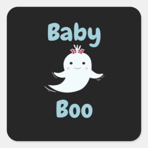 Sticker Carré Baby Boo Cute Halloween Cadeau Enfants Ou Couples