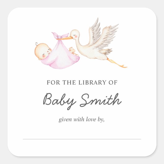 Sticker Carré Baby Boy Stork Showplate (Devant)