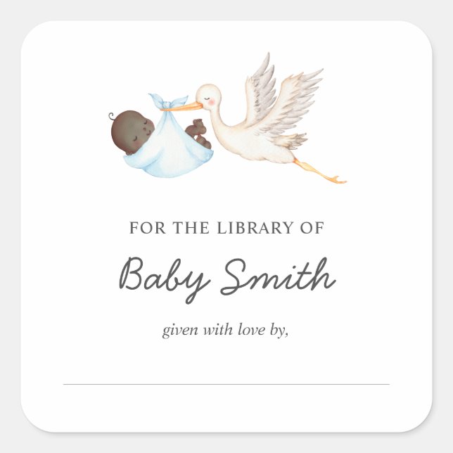 Sticker Carré Baby Boy Stork Showplate (Devant)